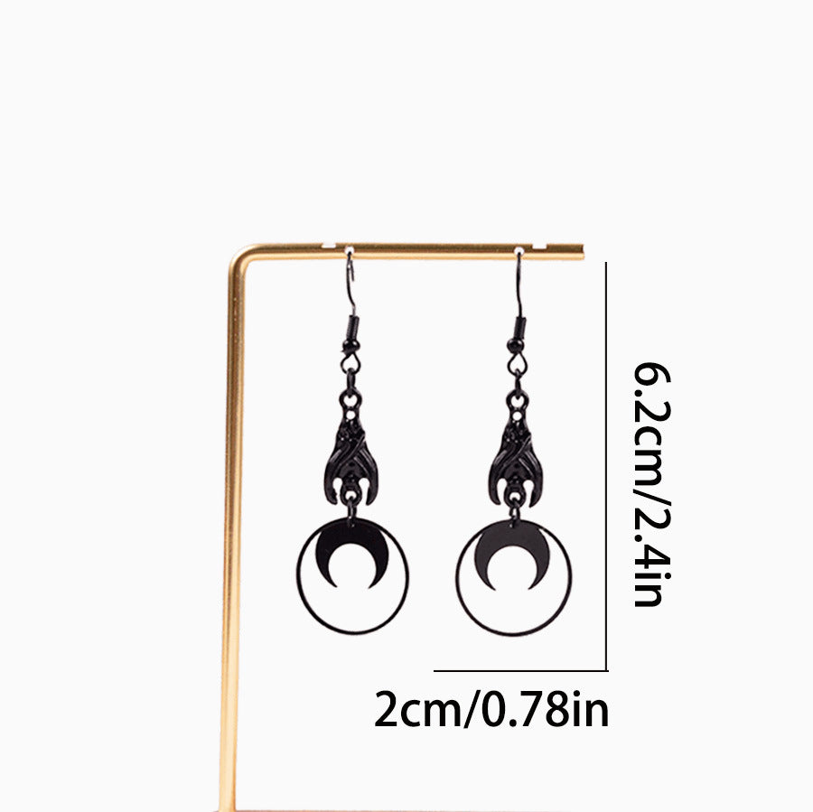 Wholesale  dark punk style moon circle earrings